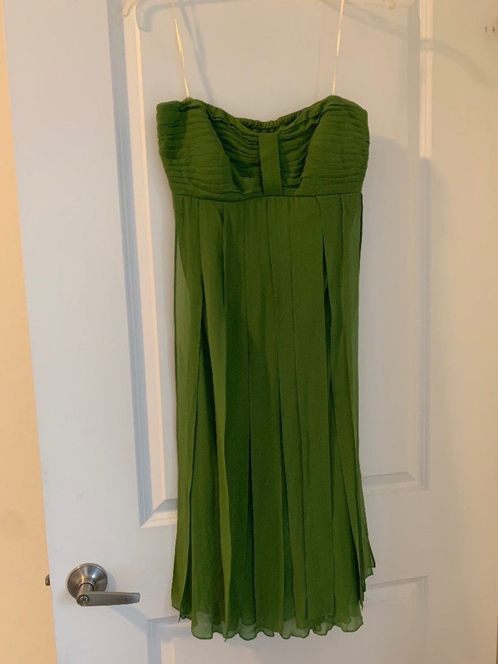 Sangria Green Strapless Pleated Carwash Hem Dress Size M Formal Cocktail